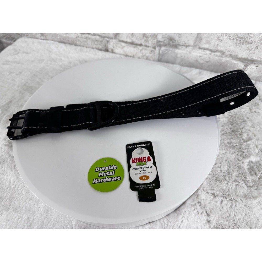 KONG Max Our Strongest‎ Dog Collar Black Size Medium Neck 14 - 18"